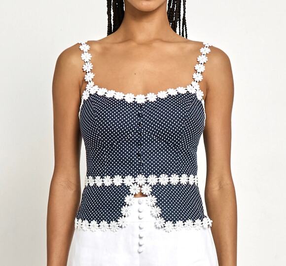 Kourt Tops - New Kourt blue & white Kassandra polka dot daisy blouse size 8 $147